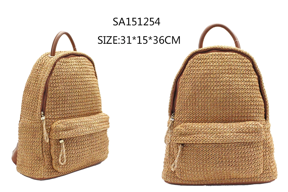 New Style Summer Women Fashion Bag Straw Beach Backpack with Big Capacity