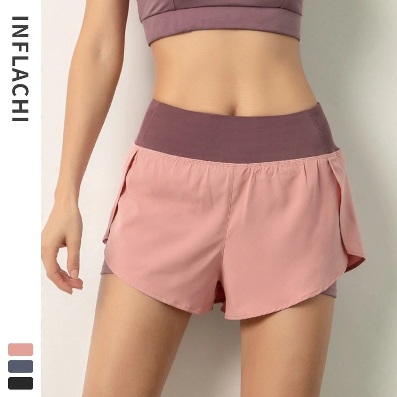 Fitness Sports Shorts Women&prime;s Summer Hot Pants Night Run Anti-Exposure European and American Yoga Leisure Speed Dry Running Breathable