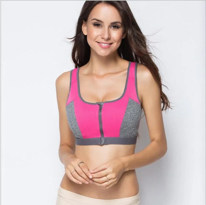 Women&prime;s Sports Underwear Yoga Top Zipper Breathable Double Wear Bra