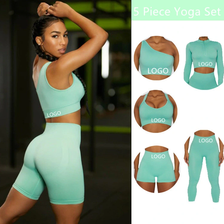 Factory Wholesale Fitness &amp; Yoga Wear 5 Piece Seamless Workout Sports Wear Women Gym Clothing Sets