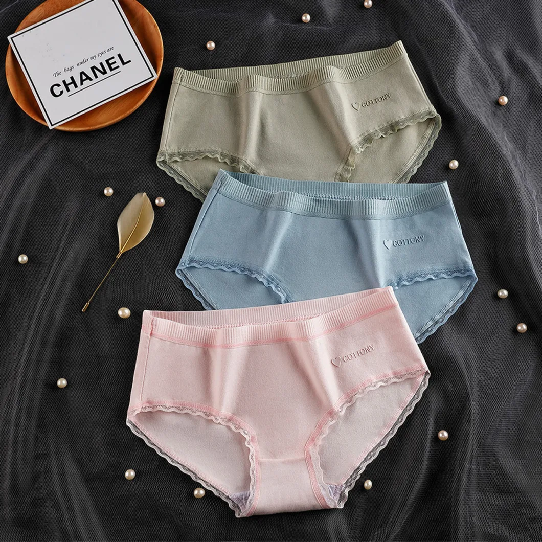 Sweet Color Moisture-Wicking Hipster Panties Lovely Lace Ladies Briefs