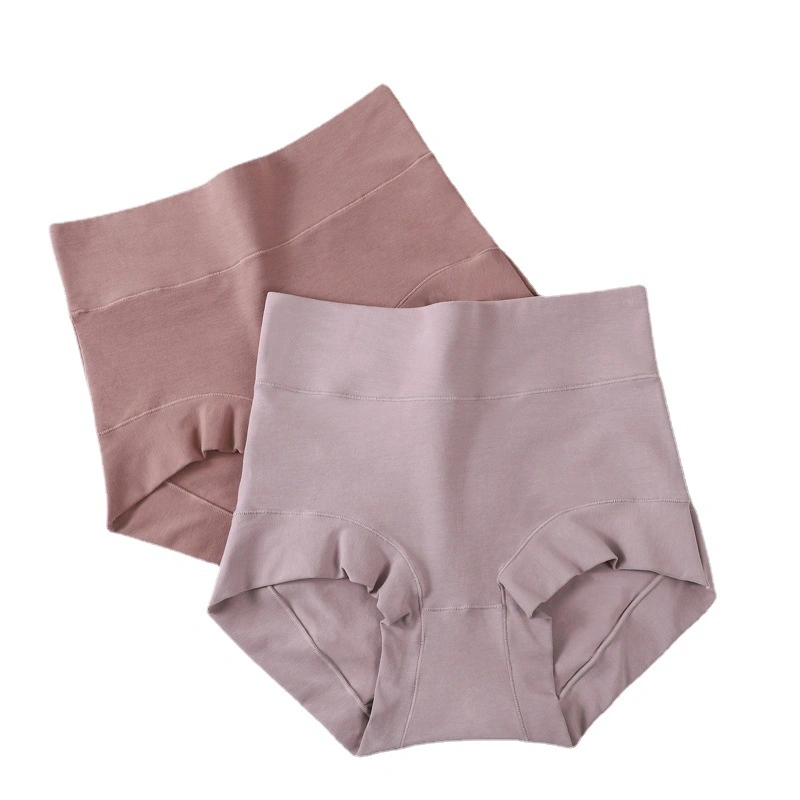 Women&prime;s High Waisted Underwear Large Cotton Antibacterial Solid Color Cotton Hip Briefs.