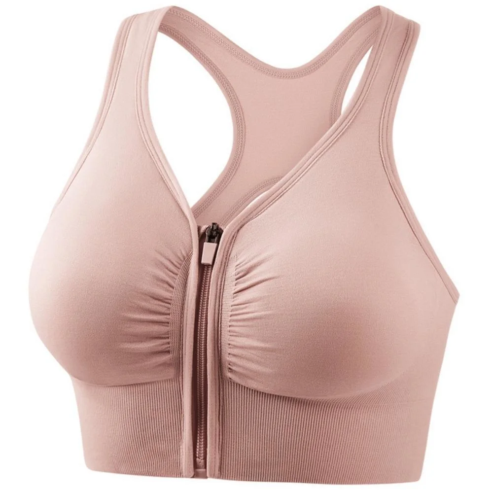 High Impact Running Yoga Workout Bra Women Seamless Sports Bra Zip Front Closure Bl20086