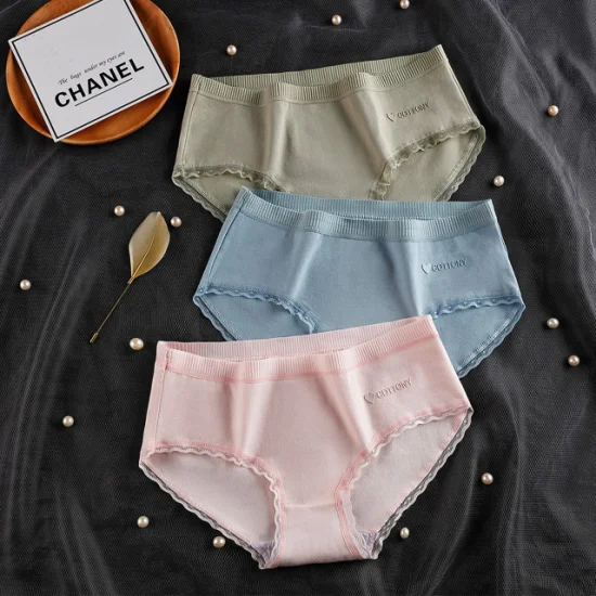 Sweet Color Moisture-Wicking Hipster Panties Lovely Lace Ladies Briefs