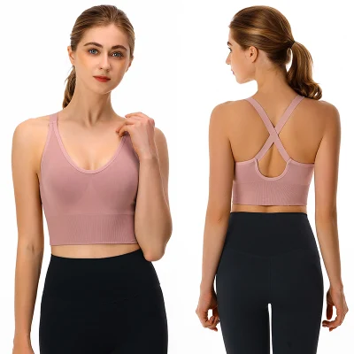 Sexy Ladies Fashion Comfortable Sport Seamless Crossing Strap Women Bra