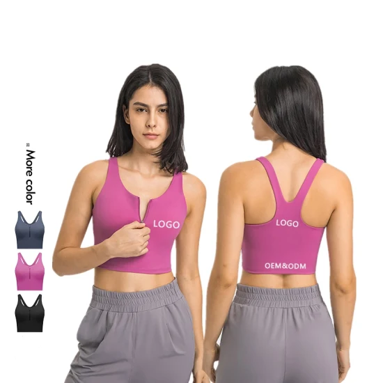 Xsunwing Best Selling New Style Fitness Bra Women Clothing Front Zipper Cross Beautiful Back Sexy Vest Underwear Shockproof Gym Wear Sports Bra